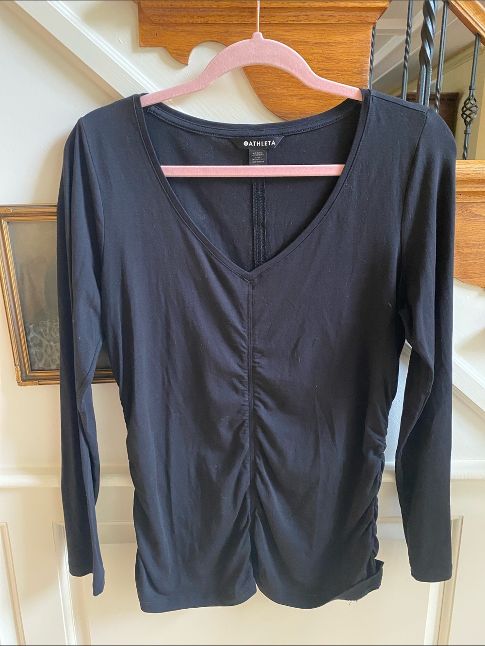 ATHLETA Black Top Ruched Seams